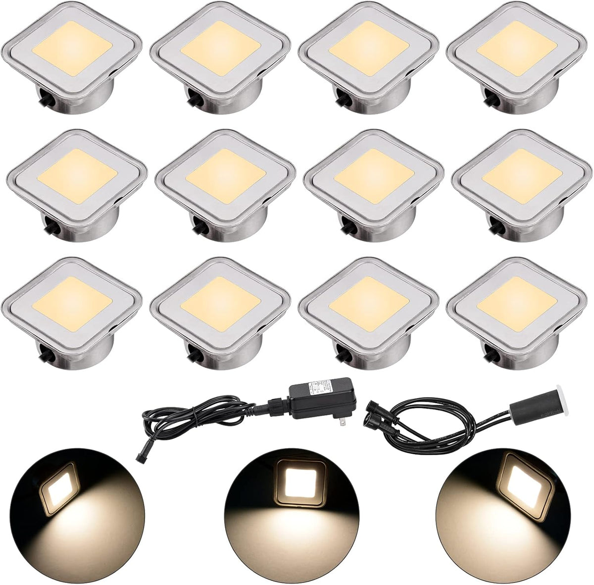12 Pack IP67 Waterproof Dimmable Low Voltage Recessed LED Deck Light M836589