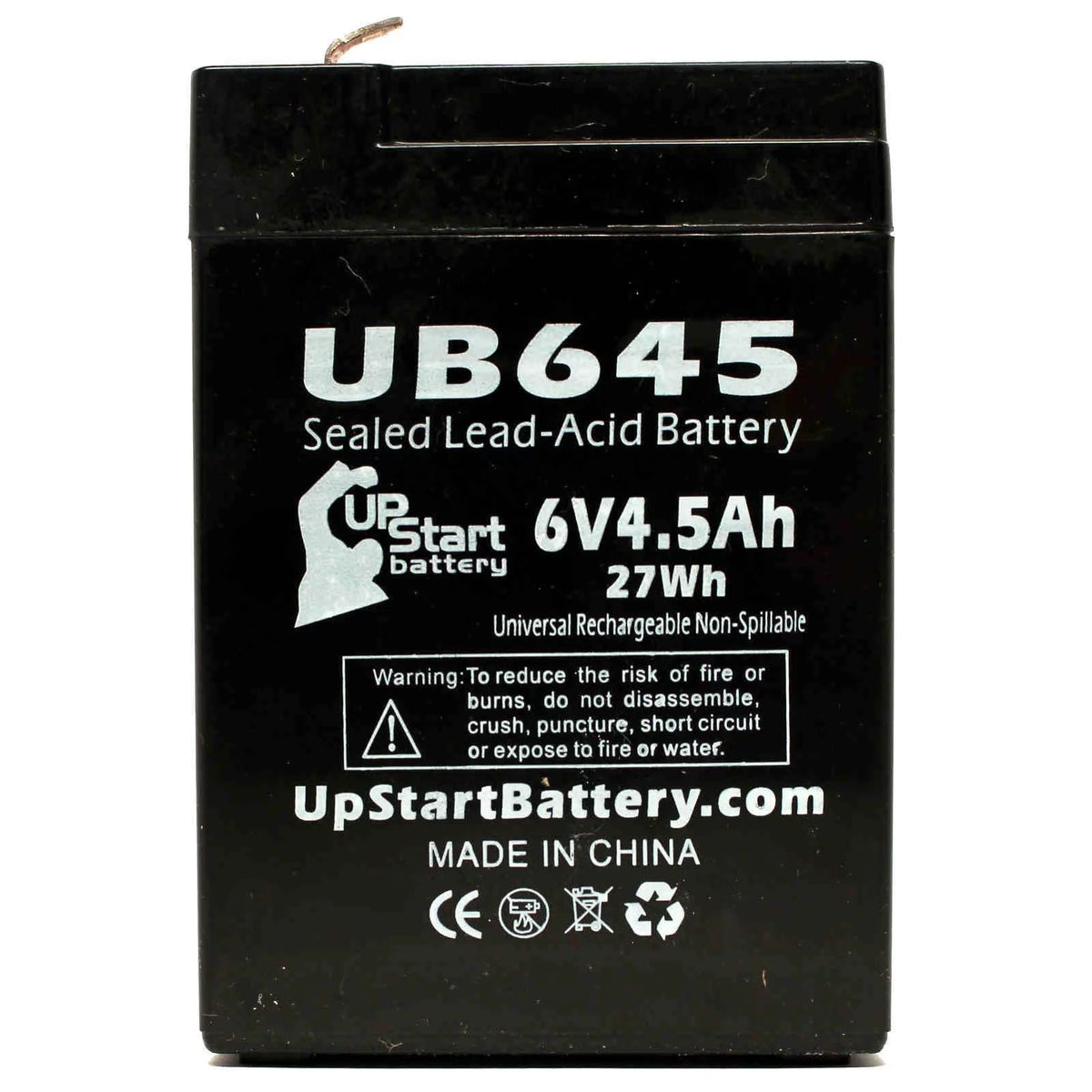 6V 4.5Ah Sealed Lead Acid Battery with F1 to F2 Terminal Adapters H18320