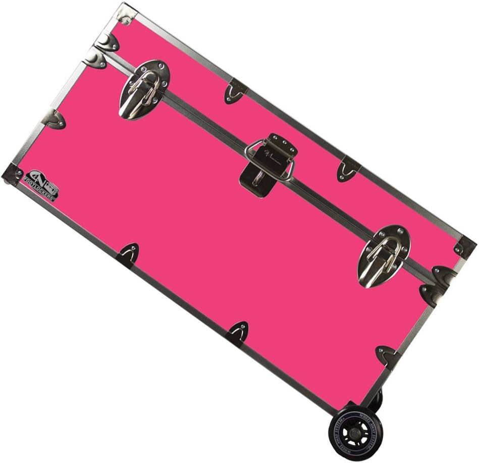 Lockable Trunk Footlocker with Wheels Large 32 x 18 x 16.5 Inches Purple A72119