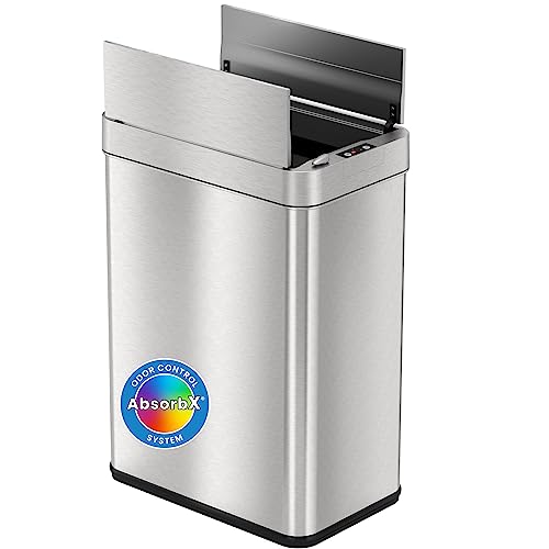 13 Gallon Stainless Steel Automatic Trash Can with Lid M5428