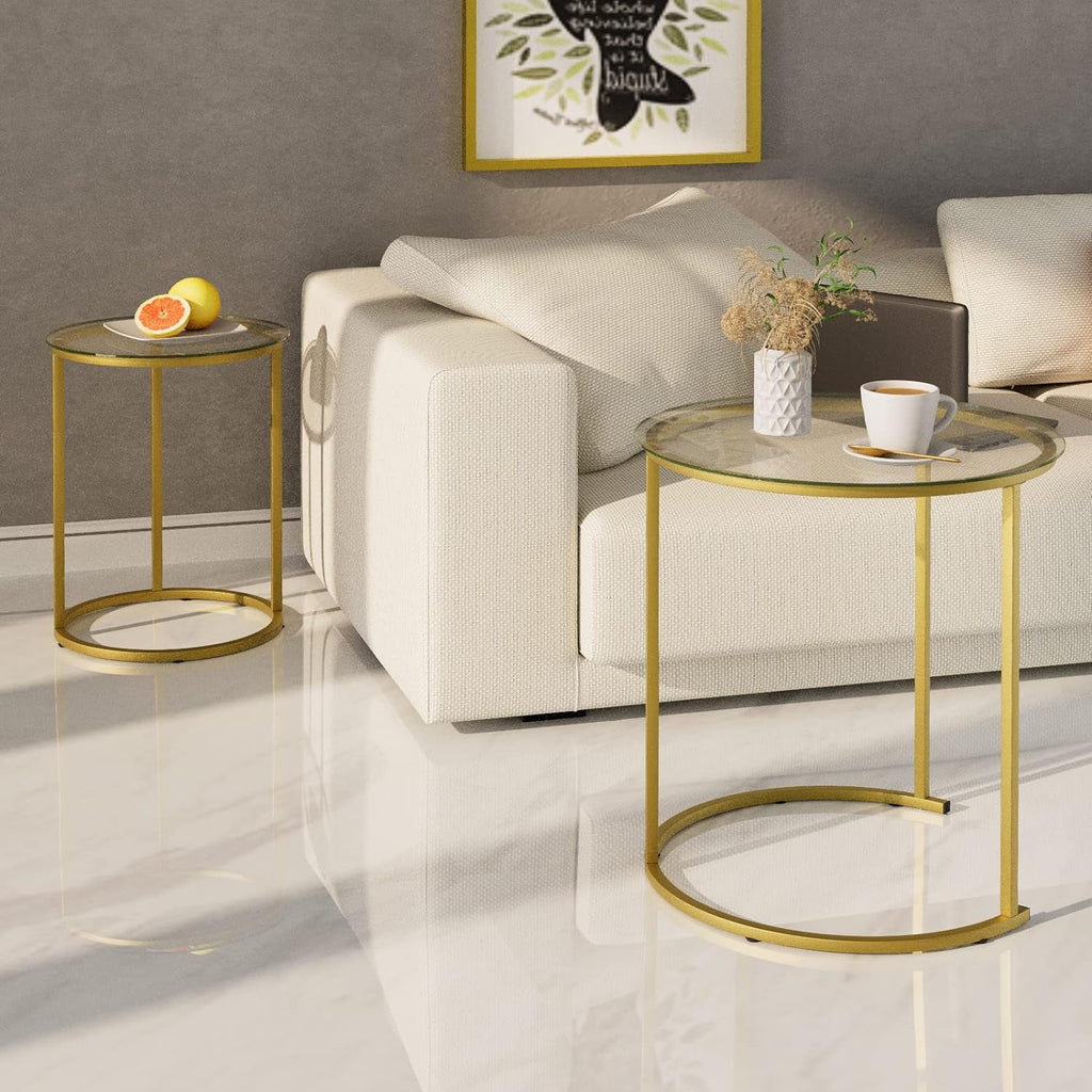 Black Tempered Glass Coffee Table Set of 2 W287822