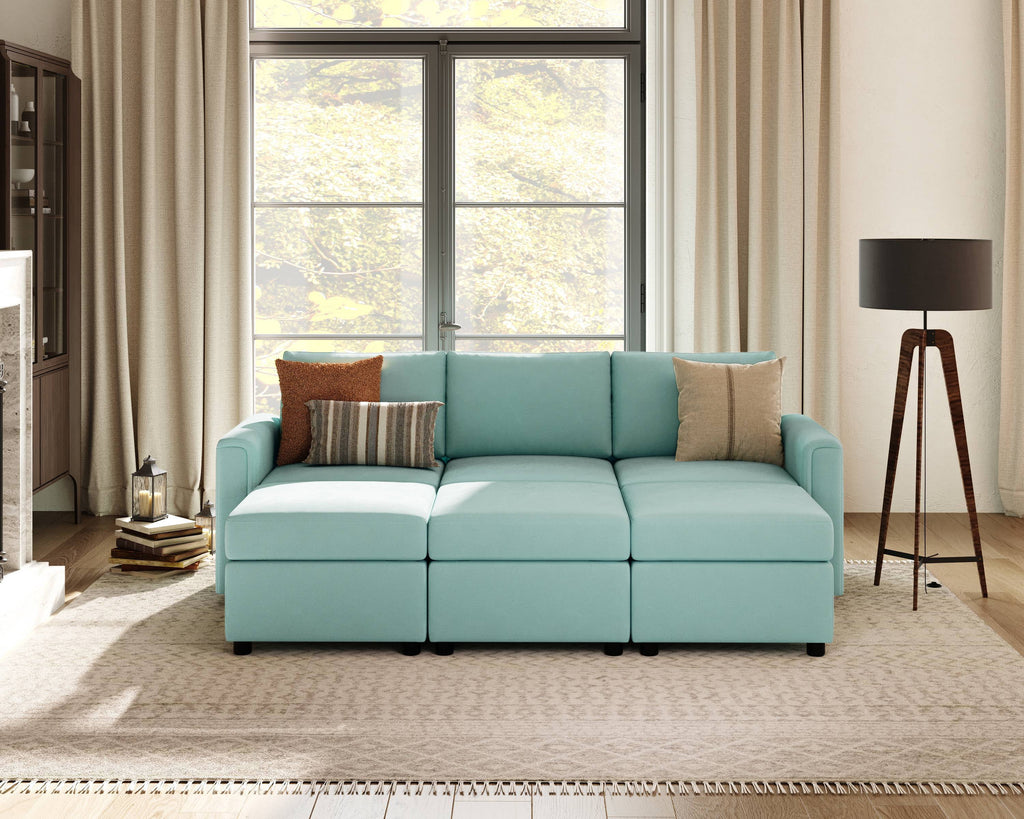 Teal Convertible Modular Sleeper Sofa Bed with Storage O777