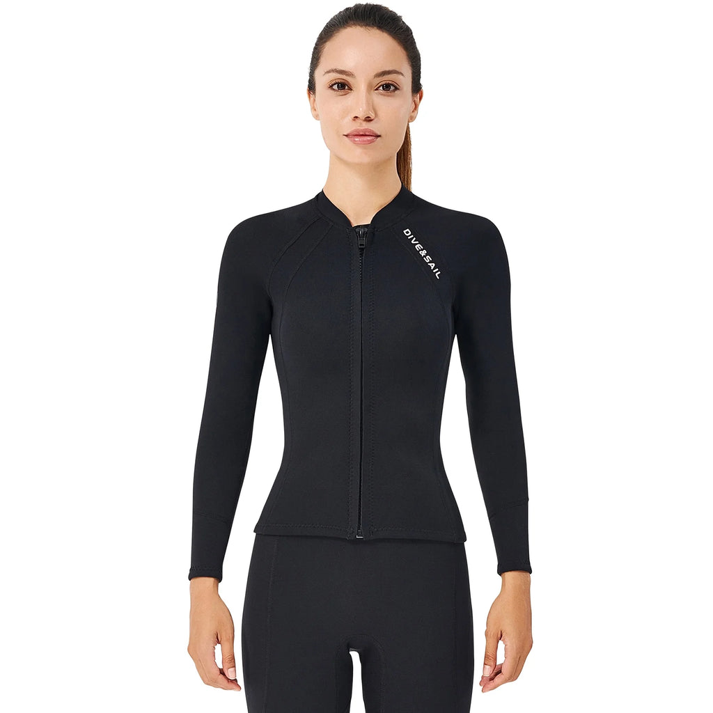 2mm Neoprene Front Zipper Wetsuits Jacket Long Sleeves P484