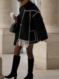 Draped Fringed Tassel Wool Blend Scarf Jacket Y20188
