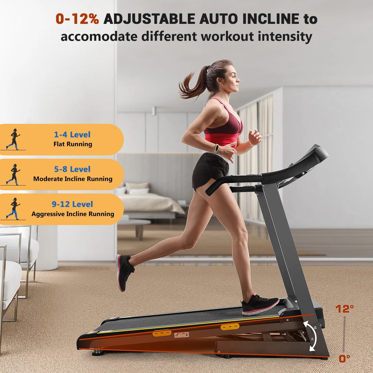 2.5 HP Folding Treadmill 12% Auto Incline 8.5 MPH G42439