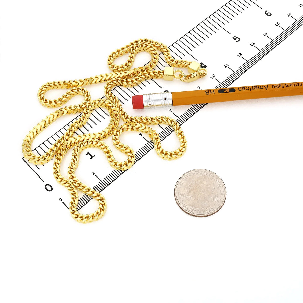 18K Gold Over Silver Hollow Franco Chain Necklace 20"-30" B66768