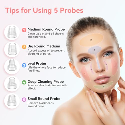 Blackhead Remover Pore Vacuum Electric Comedone Extractor Tool with 5 Suction Power and 5 Probes N286