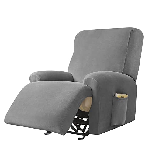 4-Pieces Non Slip Stretch Recliner Chair Covers with Side Pocket T1969