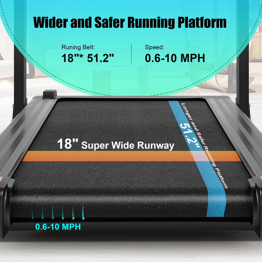 18 INCH Wide 3.25 HP Electric Folding Treadmill with Incline D973637