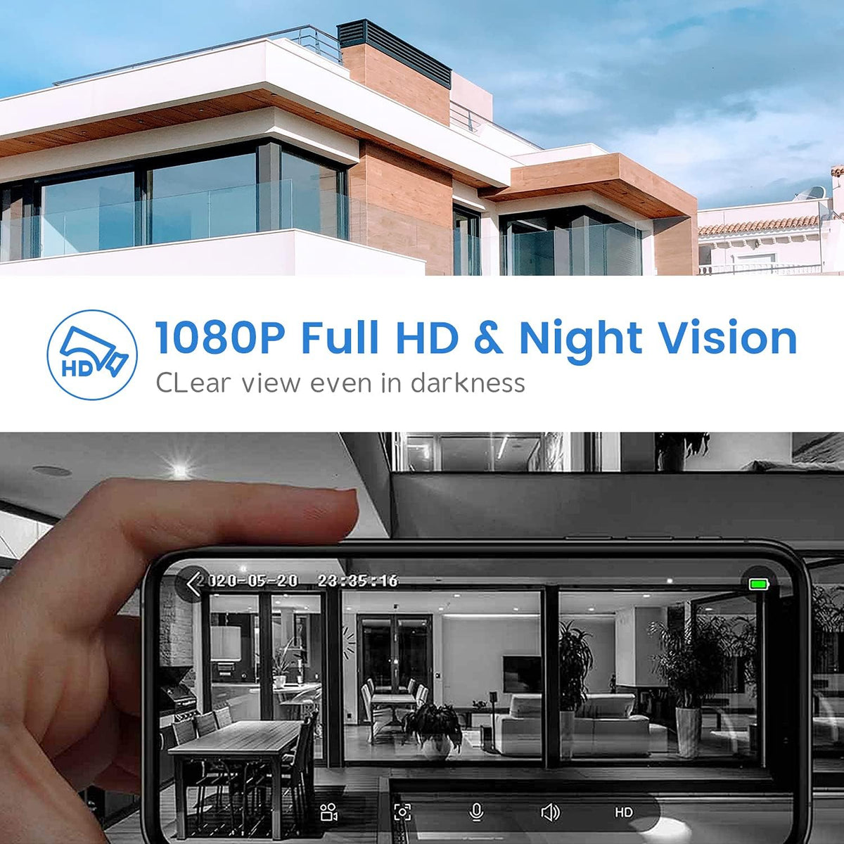 2 Pack 1080P HD WiFi Video Doorbell Camera with Wireless Chime R65187