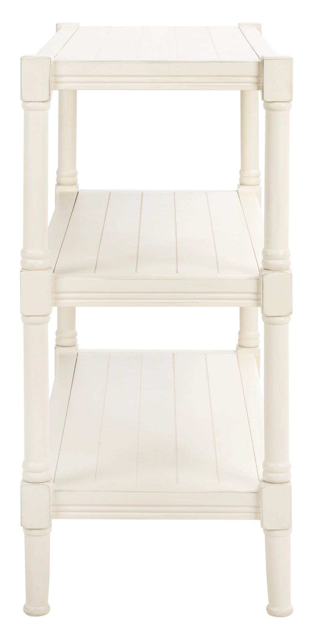 Distressed White Wood Console Table with Shelf Z405