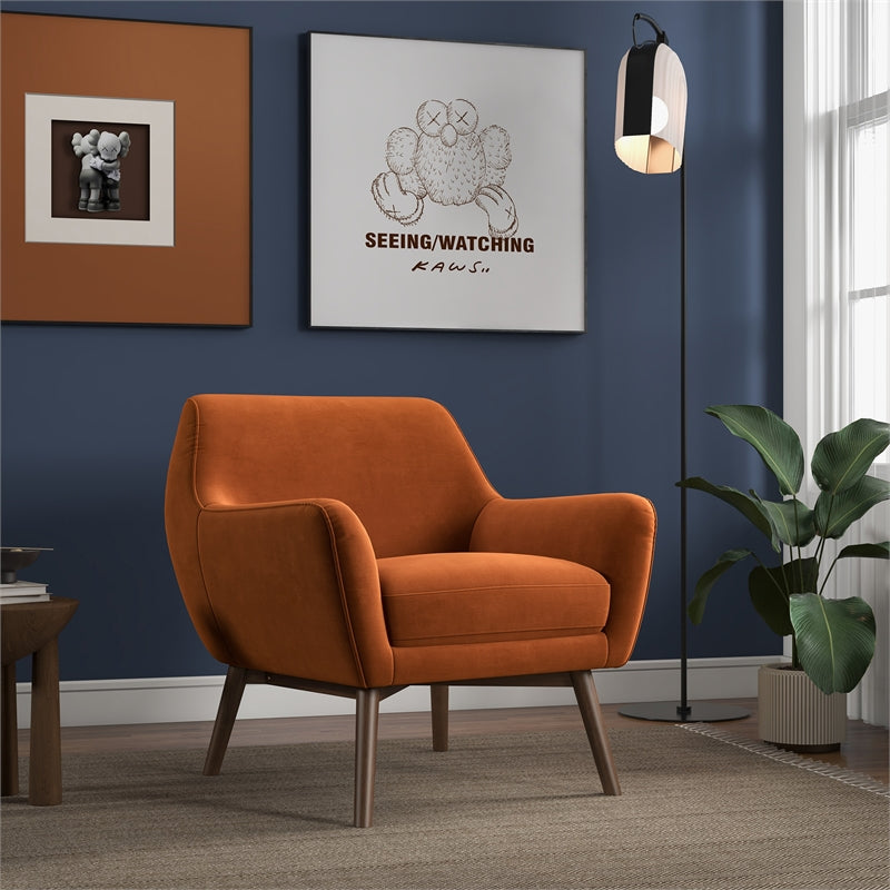 Burnt Orange Velvet Accent Armchair K37963