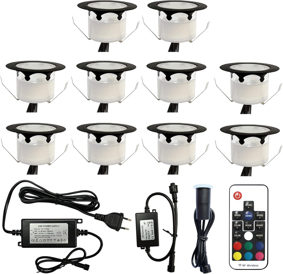 12 Pack IP67 Waterproof Dimmable Low Voltage Recessed LED Deck Light M836589