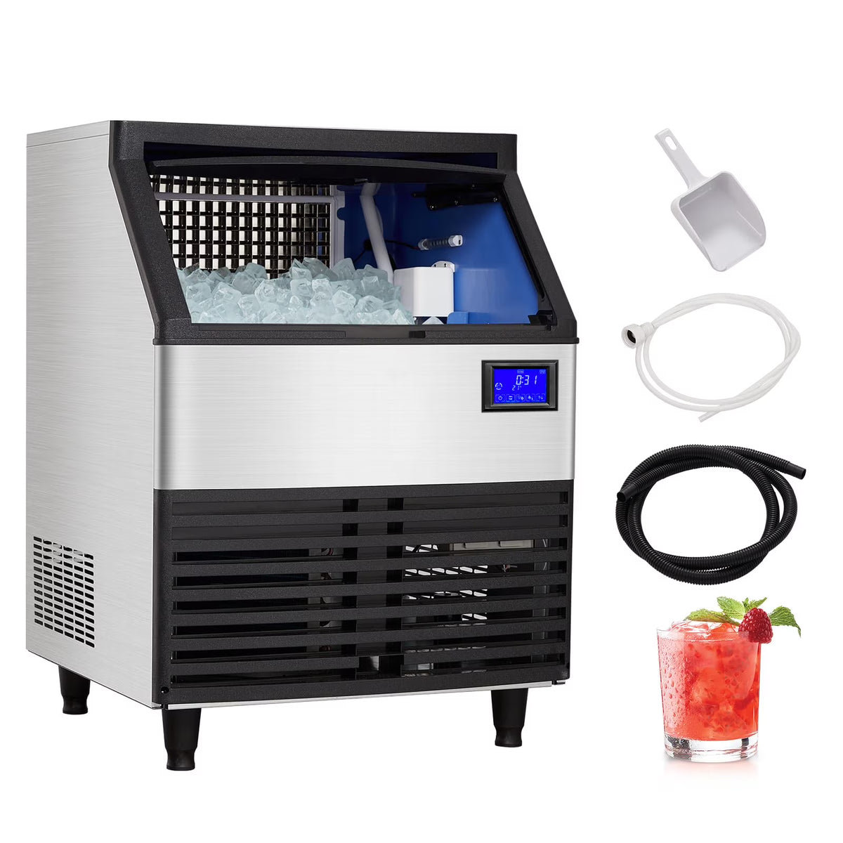 110V Commercial Ice Maker 176lbs/24h with 99 lbs Storage L9187