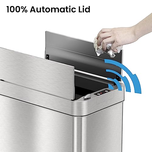 13 Gallon Stainless Steel Automatic Trash Can with Lid M5428