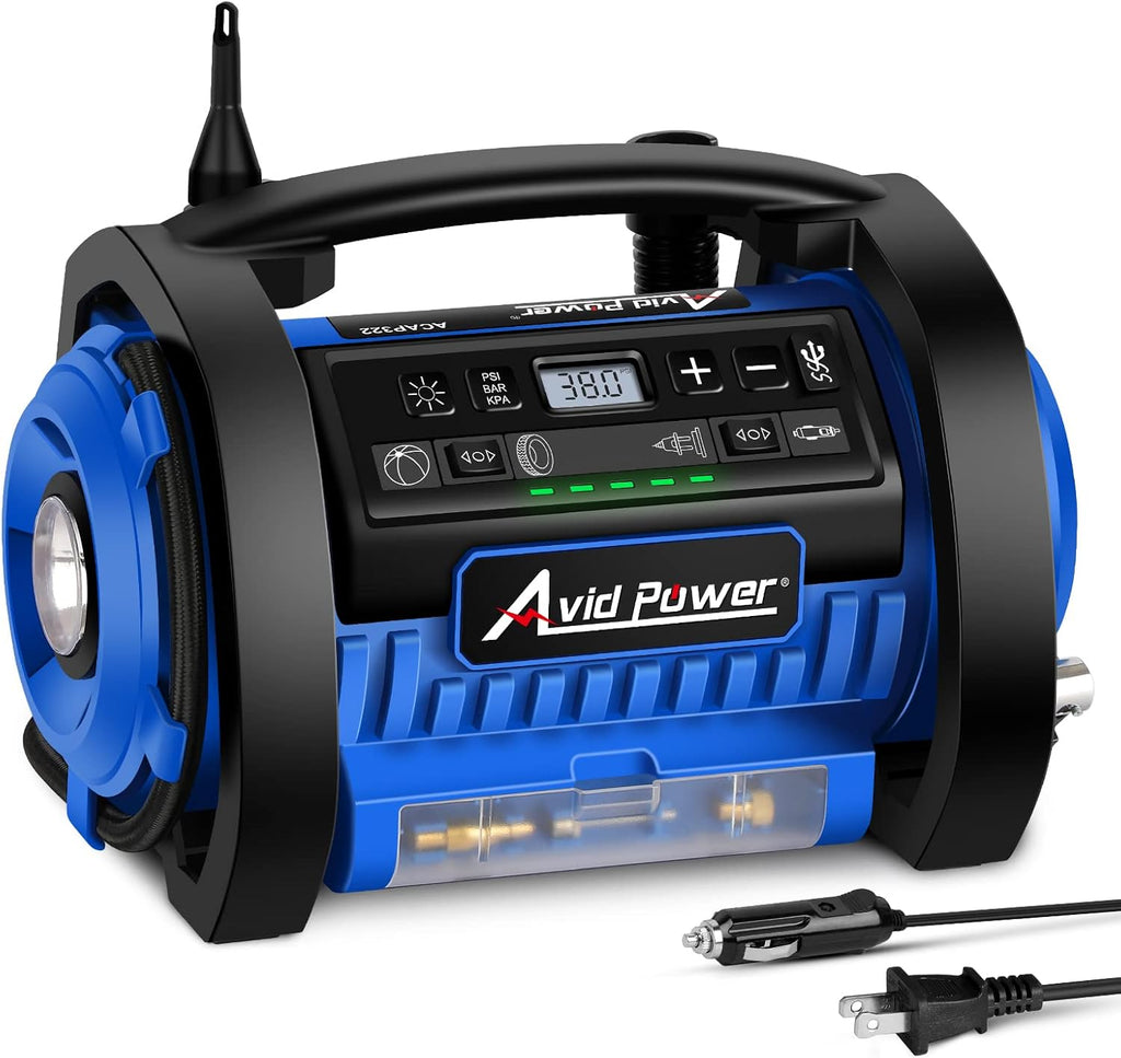 Tire Inflator Air Compressor, 12V DC / 110V AC Dual Power, Digital Pressure Gauge, Pack of 2 K712848
