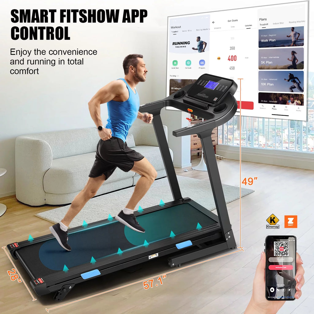 18 INCH Wide 3.25 HP Electric Folding Treadmill with Incline D973637