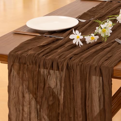 Burgundy Red Cheesecloth Table Runner 120 inch A439054