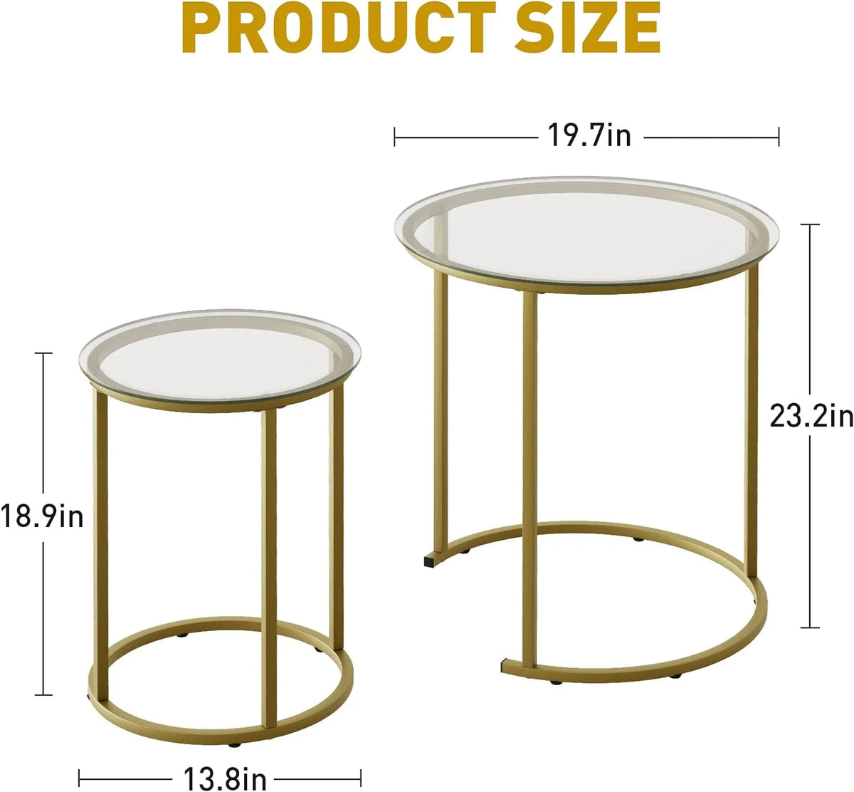 Black Tempered Glass Coffee Table Set of 2 W287822
