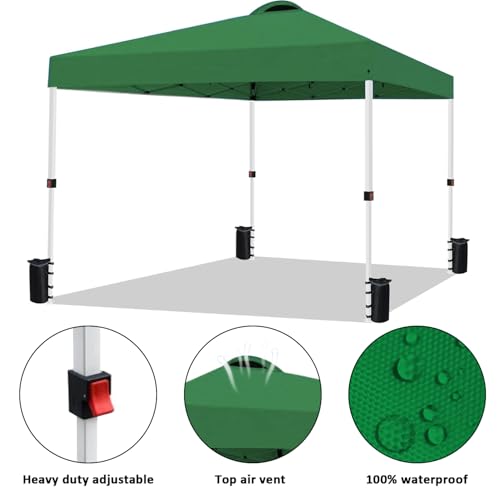 10x10 Pop Up Canopy Tent Waterproof with Wheeled Bag and 4 Sandbags V31118