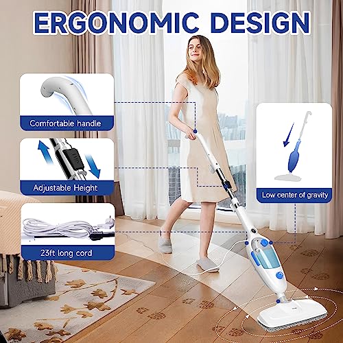 Lightweight Steam Mop with Adjustable Steam Modes and 2 Washable Pads Q489