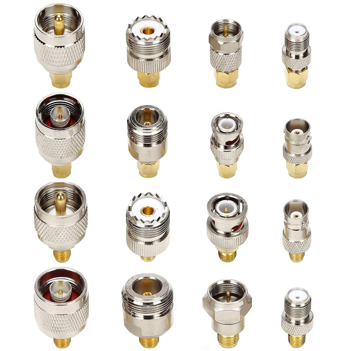 16 SMA Connector Kit Adapter Standard SMA/BNC/UHF/N/F Male to Female Cable Connector Converter I8735