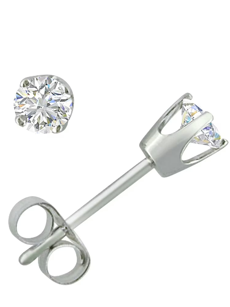 1/4ct TW Round Natural Diamond Stud Earrings in 14K White Gold Q3800