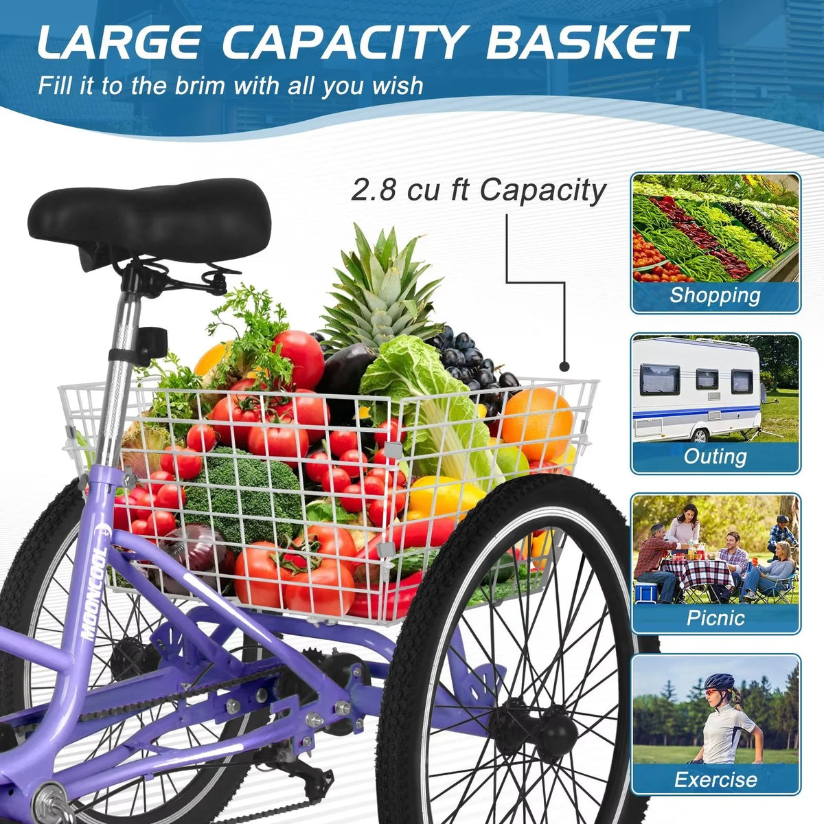 20/24/26 inch Wheels 7 Speed Adult Tricycle M122559