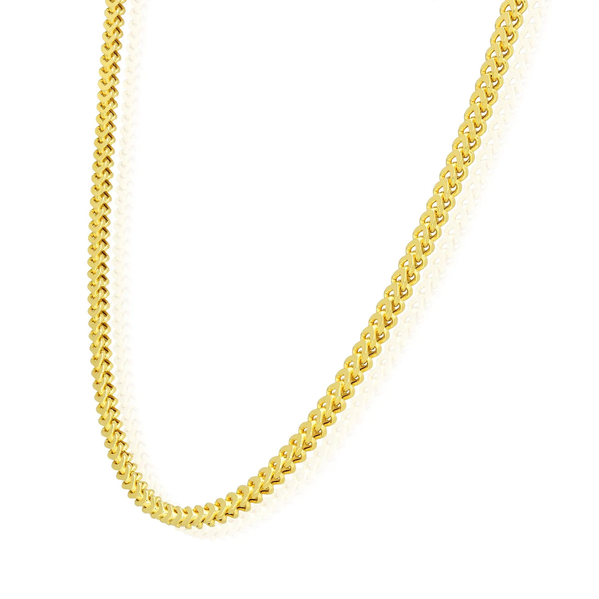 18K Gold Over Silver Hollow Franco Chain Necklace 20"-30" B66768