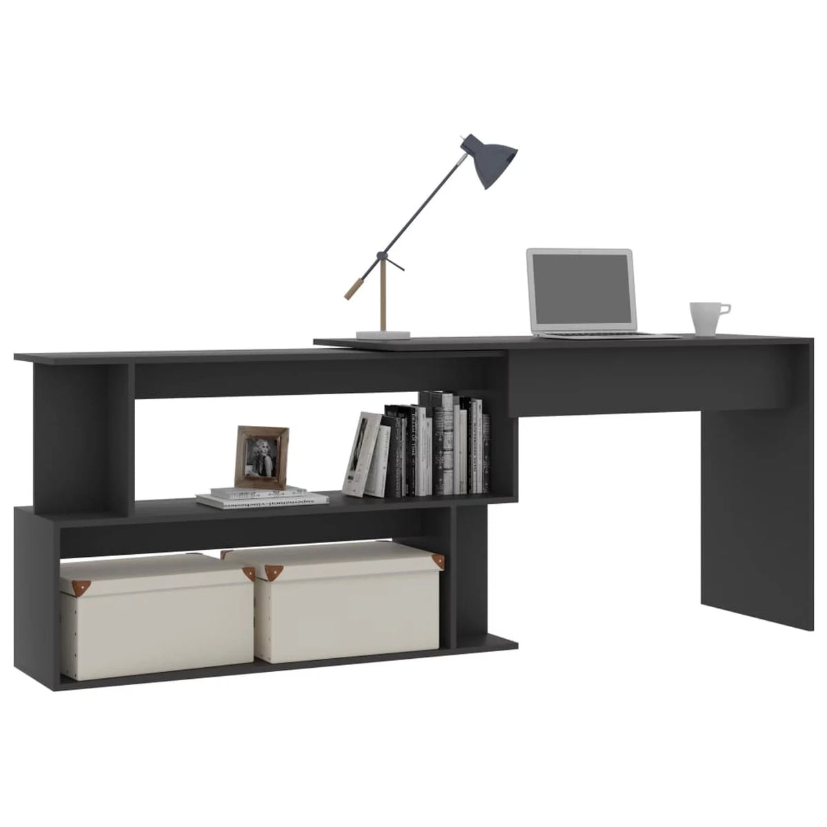 Gray Engineered Wood Corner Computer Desk C325