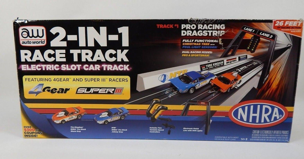 2-in-1 Race Track Slot Car Set 4 Cars G597047