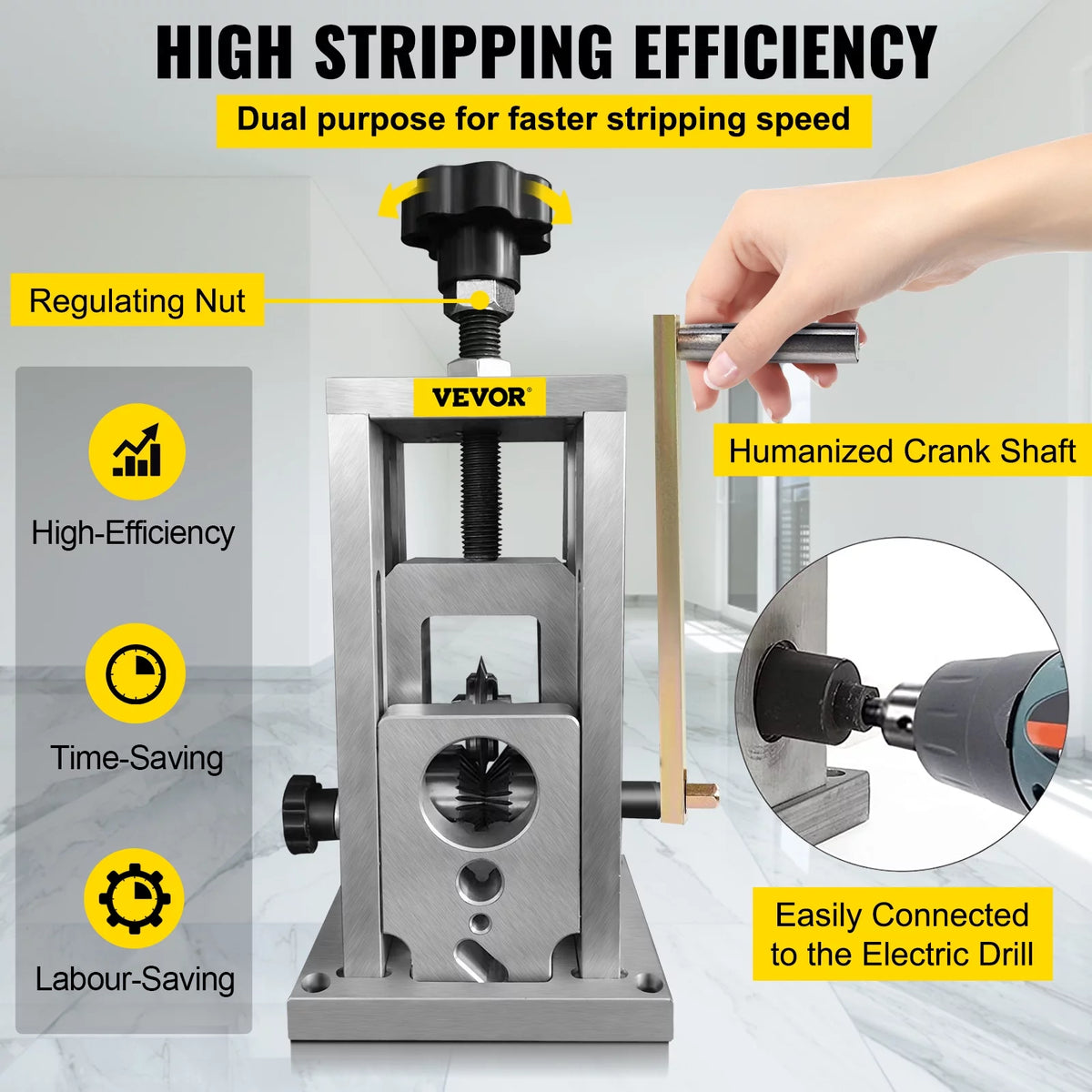 Wire Stripping Machine, 0.06-1.57 inches Drill Powered Copper Stripper Z388226