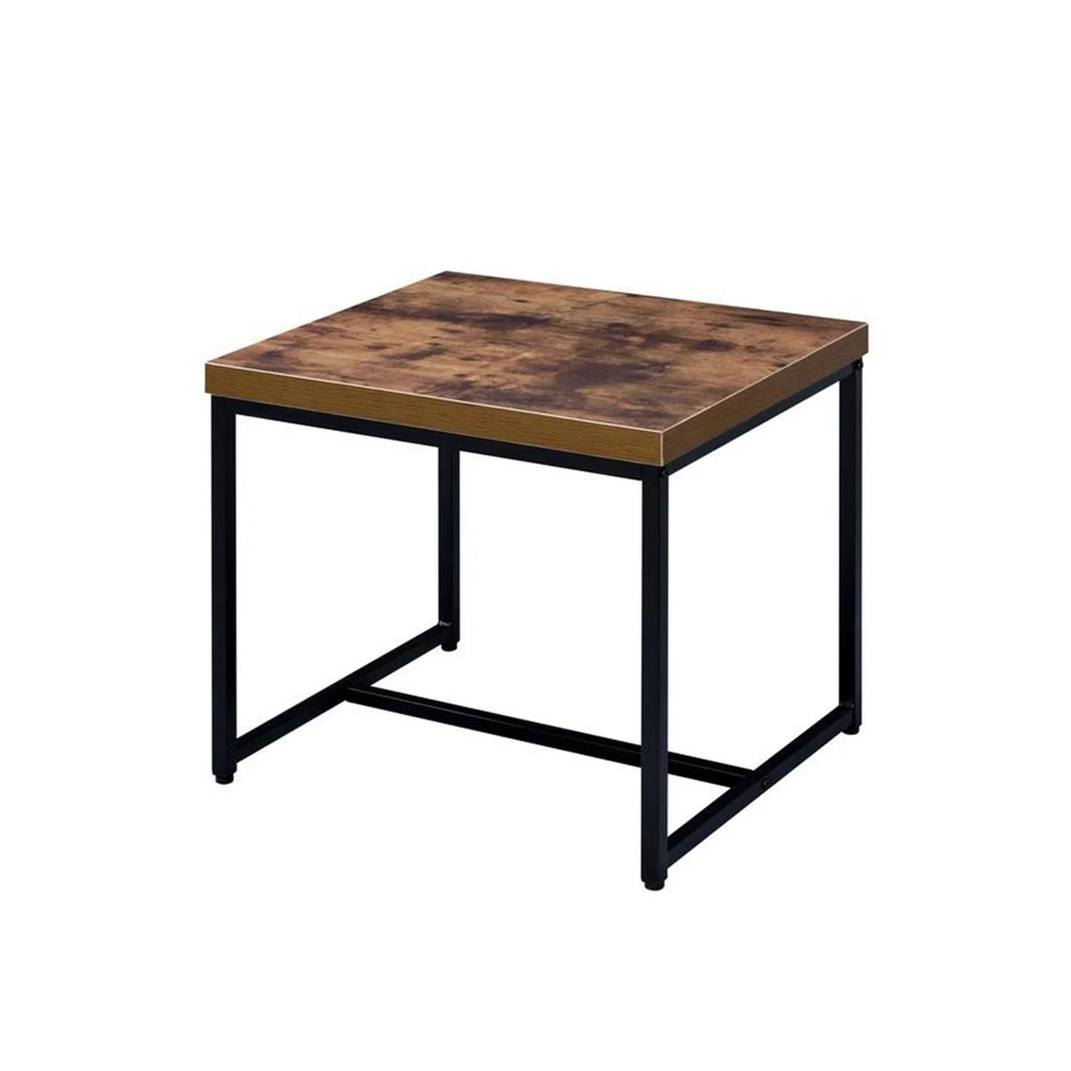 Brown and Black Wood and Metal End Table T788097