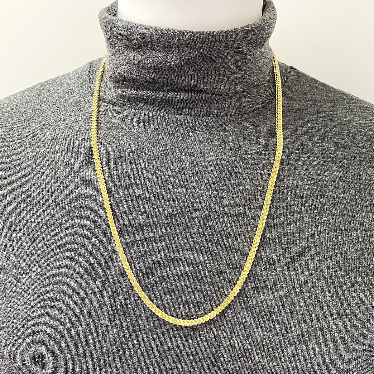 18K Gold Over Silver Hollow Franco Chain Necklace 20"-30" B66768