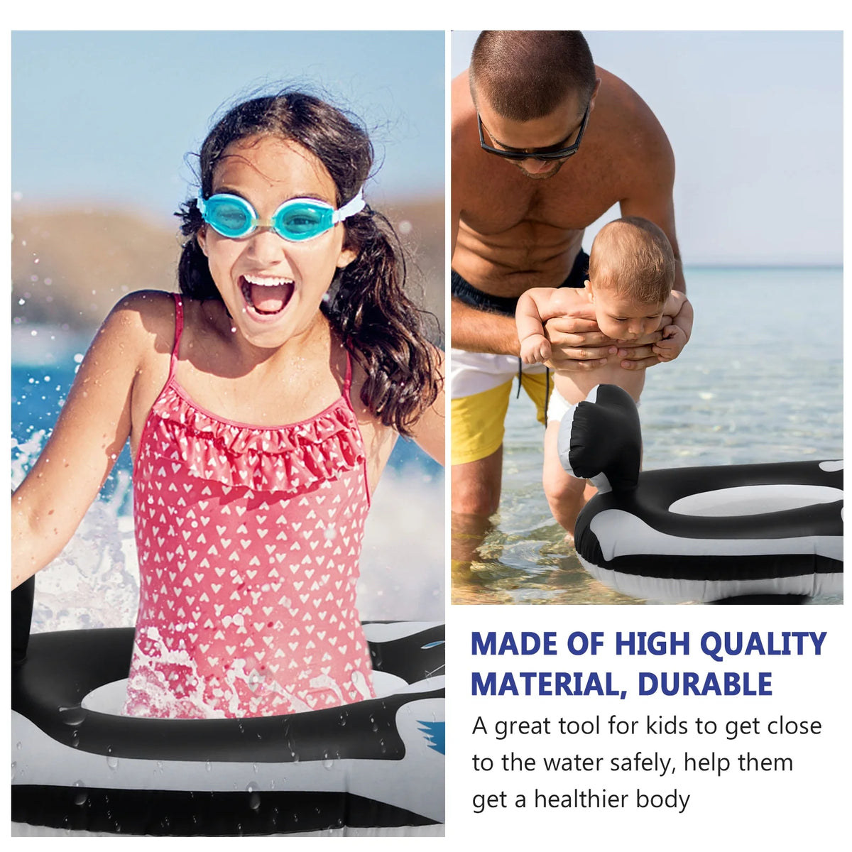 2 pcs Baby Seat Swim Ring Whale Design Pool Toys A39760