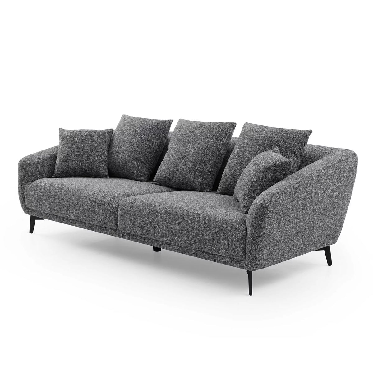 Dark Grey 3 Seater Fabric Sofa with 2 Pillows V282