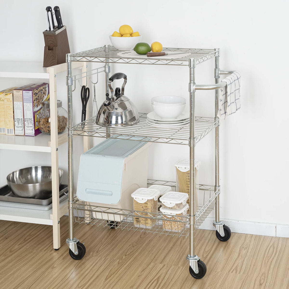 Wire 3-Tier Storage Shelf Unit White D962580