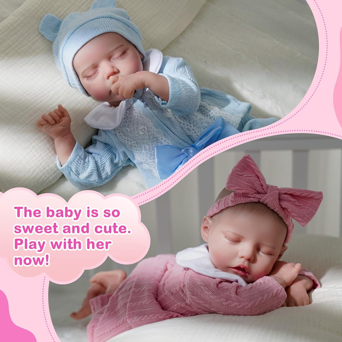 17 Inch Realistic Reborn Baby Dolls Twins Soft Body Poseable Limbs I186530