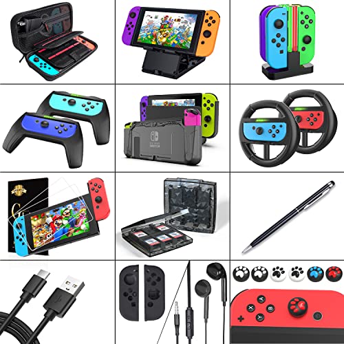 18 in 1 Carrying Case Screen Protector Playstand Game Case Joystick Cap Charging Dock Steering Wheel Bundle V827