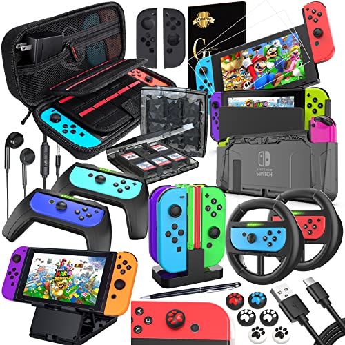 18 in 1 Carrying Case Screen Protector Playstand Game Case Joystick Cap Charging Dock Steering Wheel Bundle V827