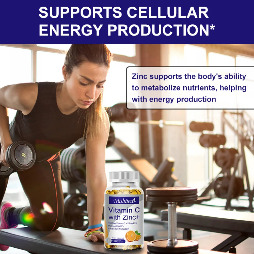 (2 PACK) Vitamin C with Zinc Supplement Capsules, 240 Veggie Capsules I5746