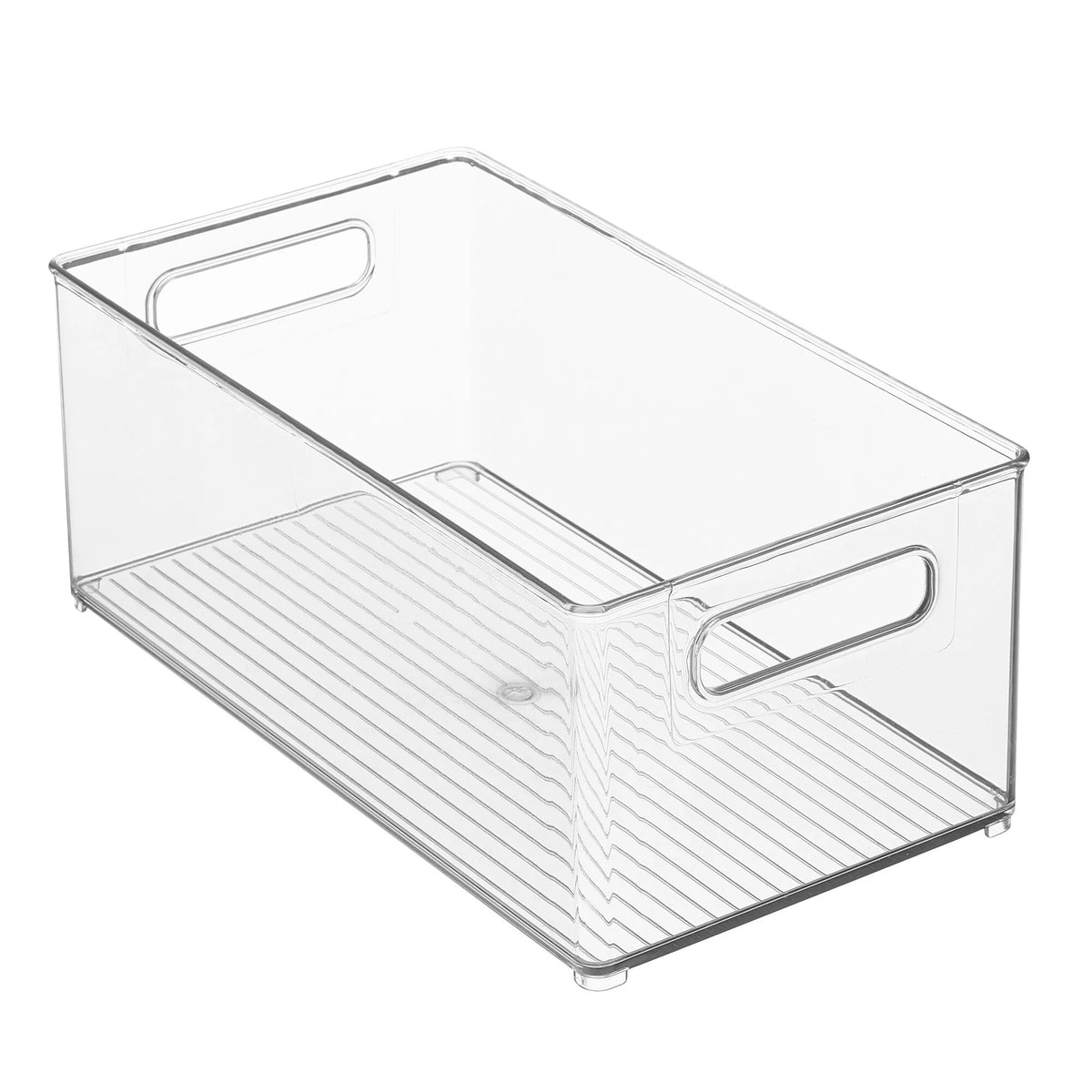Large Deep Plastic Storage Organizer Bin with Handles, Clear V40447