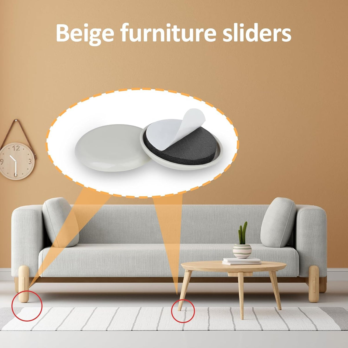 12pcs 2 inches Beige Moving Sliders for Furniture B9587