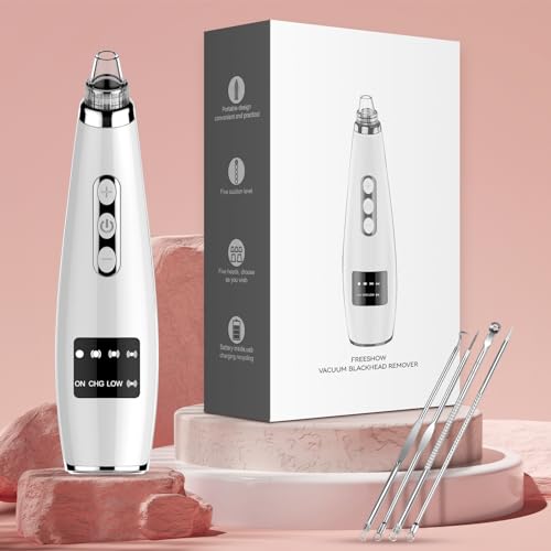 Blackhead Remover Pore Vacuum Electric Comedone Extractor Tool with 5 Suction Power and 5 Probes N286