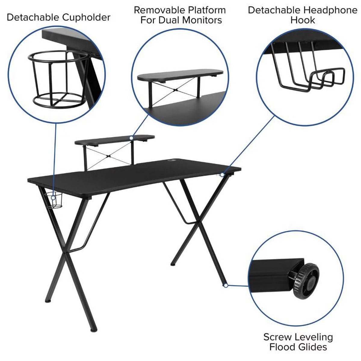 2 Piece Gaming Desk Set with Monitor Stand in Black and Red B85584