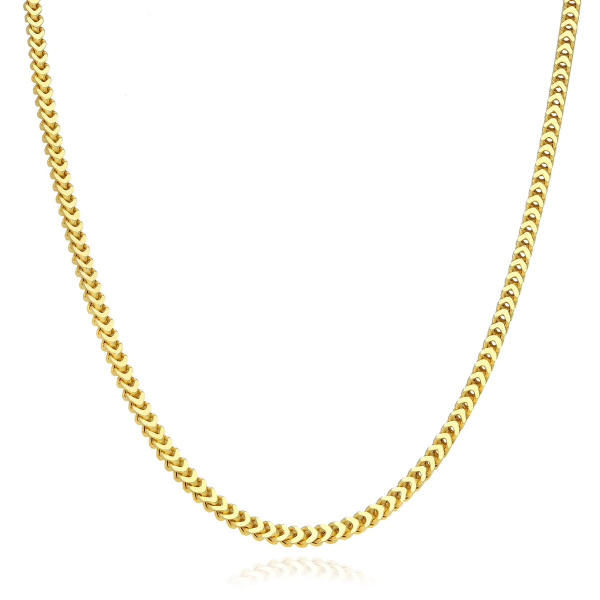 18K Gold Over Silver Hollow Franco Chain Necklace 20"-30" B66768