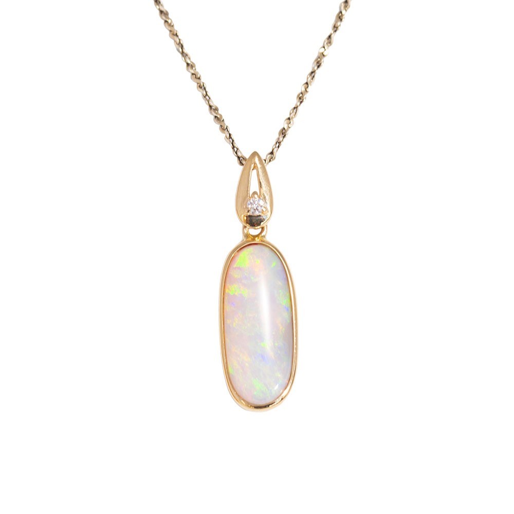 14KT Gold Diamond Opal Necklace R723