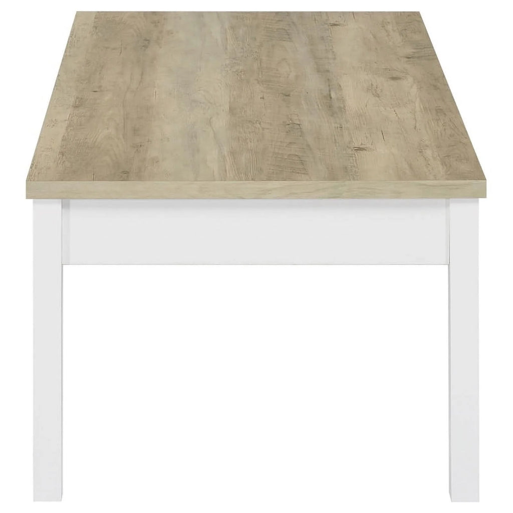 3-piece Pine and White Wood Coffee Table Set L1531