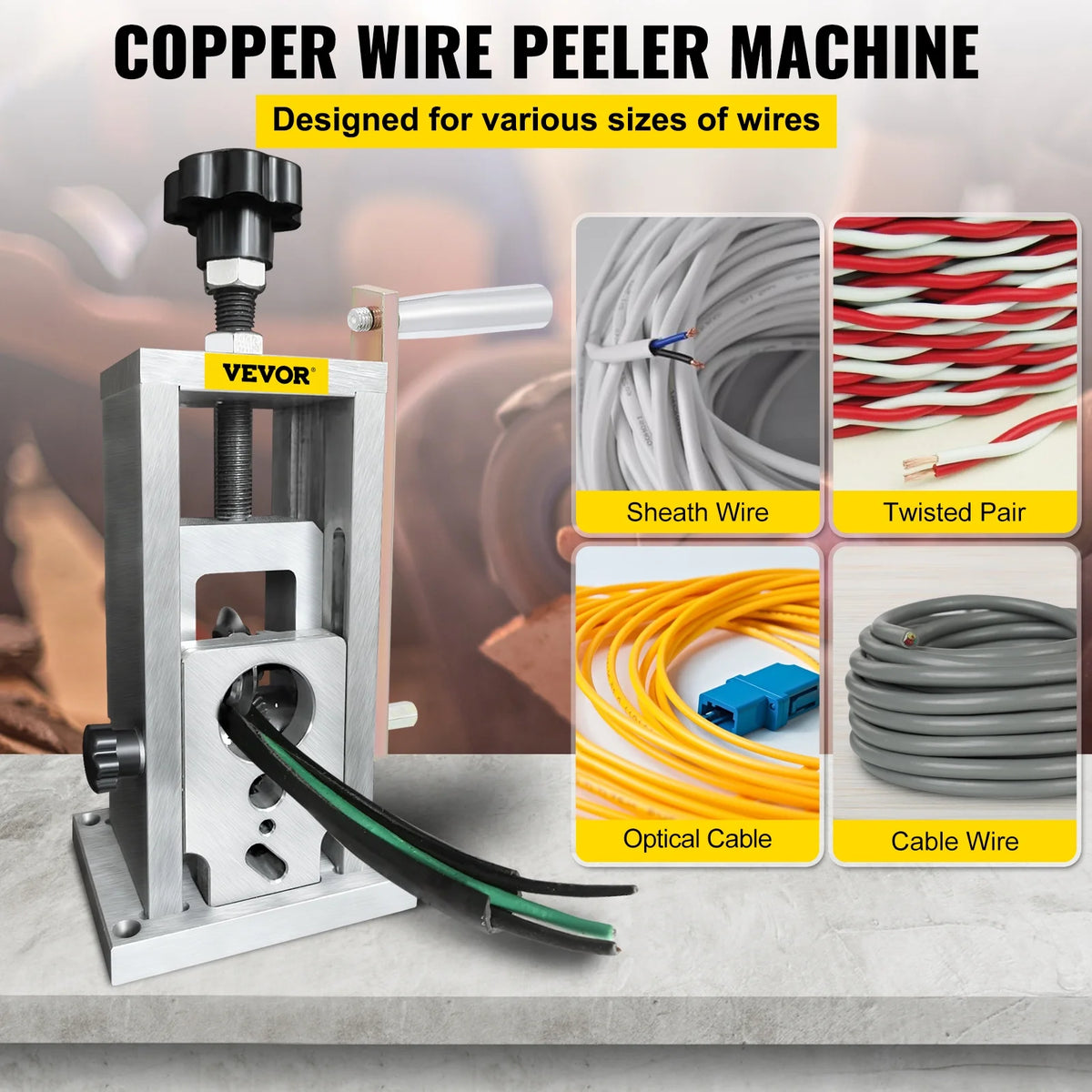 Wire Stripping Machine, 0.06-1.57 inches Drill Powered Copper Stripper Z388226
