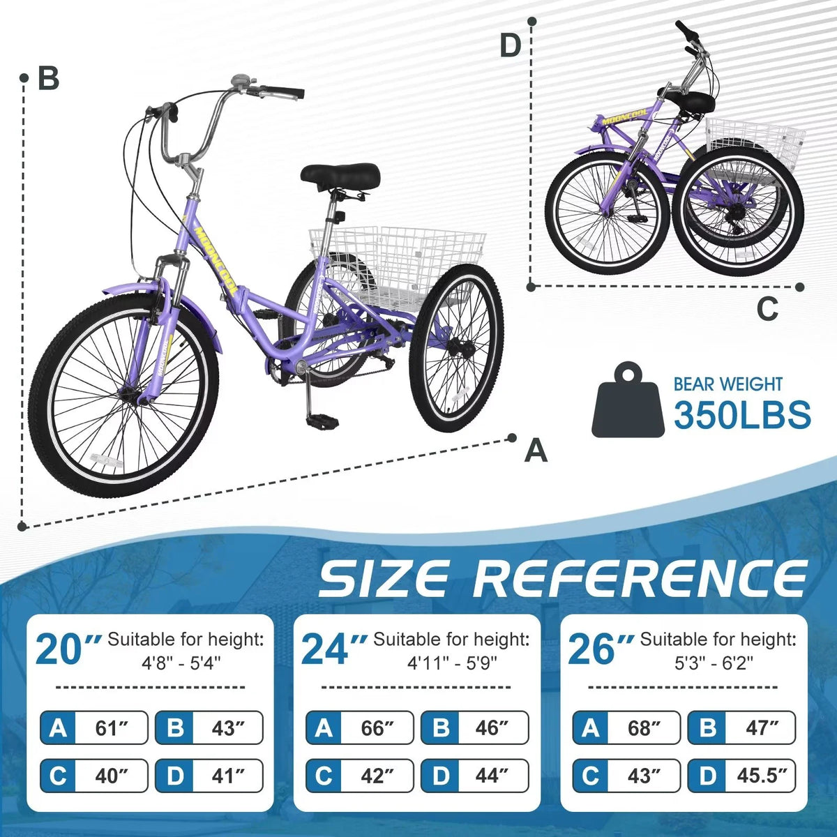 20/24/26 inch Wheels 7 Speed Adult Tricycle M122559